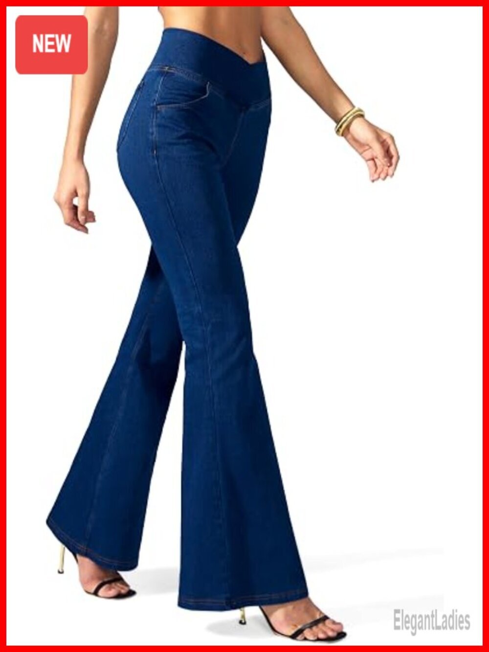 High Waisted Flare Bell Bottom Jeans with Pockets Stretchy Yoga Pants